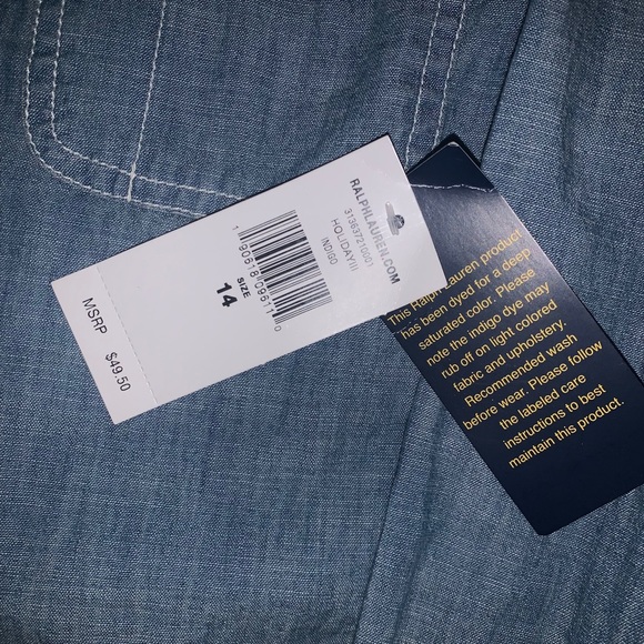 Ralph Lauren Girls Chambray Long Sleeve Shirt - Picture 4 of 4